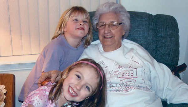 Baba with great granddaughters Samantha and Emily Briscar, Daughters of Curt and Maureen (Isabella) Briscar.