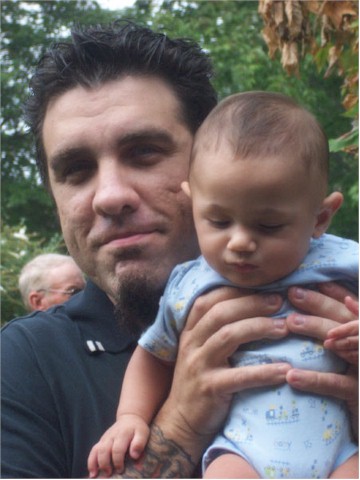 Grandson Curt Briscar and Elias Okorn, Mary Okorn's son. Mary is the daughter of Kathryn (Briscar) Streets and Baba's granddaughter.